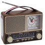 Ραδιόφωνο ρετρό με αναλογικό ρολόι και φακό επαναφορτιζόμενο με υποδοχή USB/SD-Mp3 Player