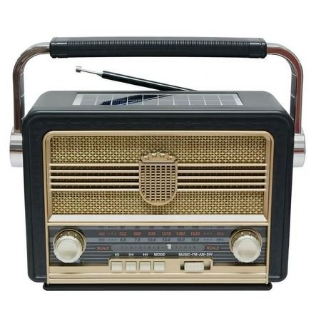 Ραδιόφωνο με ηλιακό πάνελ και φακό επαναφορτιζόμενο ρετρό με υποδοχή USB/microSD & Bluetooth/Mp3 Player