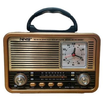 Ραδιόφωνο ρετρό με αναλογικό ρολόι επαναφορτιζόμενο με υποδοχή USB/microSD & Bluetooth/Mp3 Player