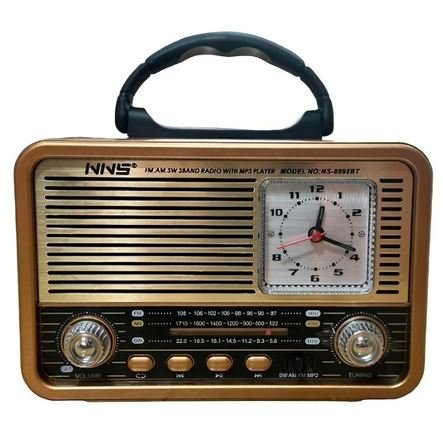 Ραδιόφωνο ρετρό με αναλογικό ρολόι επαναφορτιζόμενο με υποδοχή USB/microSD & Bluetooth/Mp3 Player