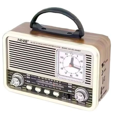 Ραδιόφωνο ρετρό με αναλογικό ρολόι επαναφορτιζόμενο με υποδοχή USB/microSD & Bluetooth/Mp3 Player
