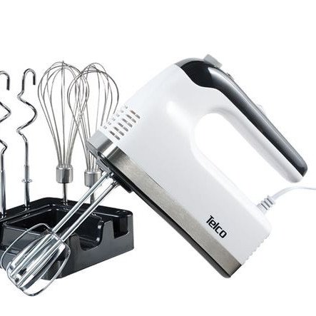 Μίξερ χειρός 350W με 3 ζεύγη αναδευτήρων - βάση και 5 ταχύτητες Telco - Λευκό