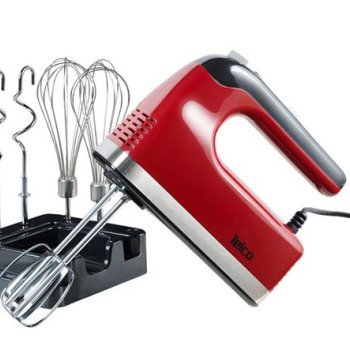 Μίξερ χειρός 350W με 3 ζεύγη αναδευτήρων - βάση και 5 ταχύτητες Telco - Κόκκινο