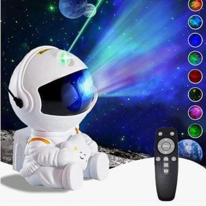 Τηλεχειριζόμενο Φωτιστικό Νυκτός Αστροναύτης με Projector Φεγγαριού, Εφέ Βόρειο Σέλας και Πράσινο Laser