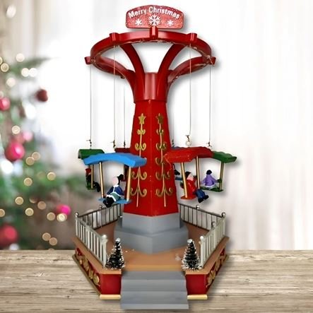 Χριστουγεννιάτικό διακοσμητικό καρουζελ Λουνα Παρκ περιστρεφόμενο με φωτισμό και μουσική