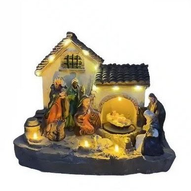 Φάτνη με Θερμό Λευκό Led φωτισμό και Χριστουγεννιάτικη μουσική