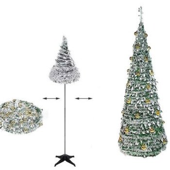Πτυσσόμενο Χιονισμένο Δέντρο 1,8m που Στήνεται σε 1 Λεπτό με Στολίδια - Γρήγορη - Έυκολη Συναρμολόγηση