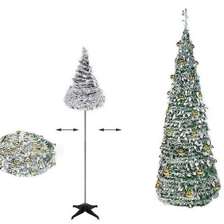 Πτυσσόμενο Χιονισμένο Δέντρο 1,8m που Στήνεται σε 1 Λεπτό με Στολίδια - Γρήγορη - Έυκολη Συναρμολόγηση