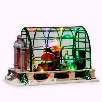 Χριστουγεννιάτικο Επιτραπέζιο Διακοσμητικό Θερμοκήπιο με Φωτισμό και Περιστρεφόμενη Φιγούρα Άγιος Βασίλης