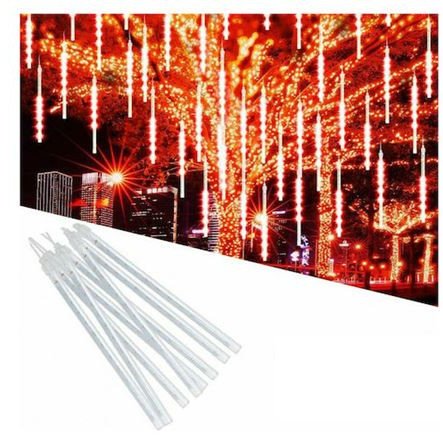Διακοσμητική LED βροχή 8 τεμάχια x 50cm σε Κόκκινο Χρώμα