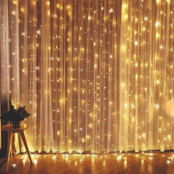 Φωτεινά Λαμπάκια LED 3m Ζεστό Θερμό σε Σειρά - Κουρτίνα