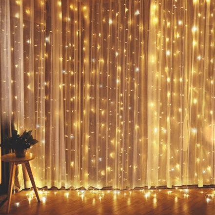 Φωτεινά Λαμπάκια LED 3m Ζεστό Θερμό σε Σειρά - Κουρτίνα