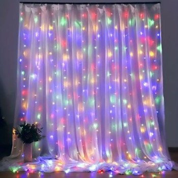 Φωτεινά Λαμπάκια LED 3m Πολύχρωμα σε Σειρά - Κουρτίνα