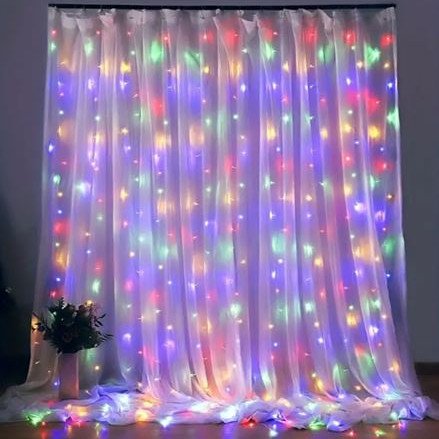 Φωτεινά Λαμπάκια LED 3m Πολύχρωμα σε Σειρά - Κουρτίνα
