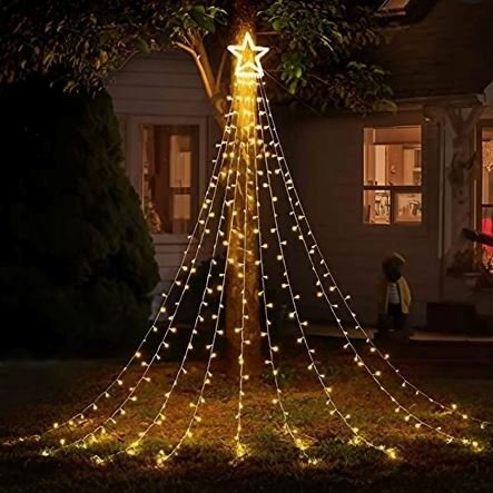 Φωτάκια καταρράκτης σε σχήμα αστέρι 2m LED Λευκό Θερμό