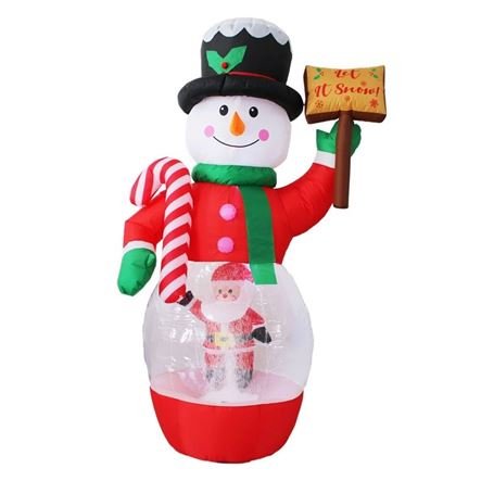Φουσκωτός χιονάνθρωπος με ενσωματωμένο Άγιο Βασίλη εξωτερικού χώρου 210cm