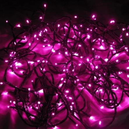 100 LED  Χριστουγεννιάτικα λαμπάκια 10m ροζ με πράσσινο καλώδιο