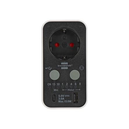 Χρονοδιακόπτης ψηφιακός με αντίστροφη μέτρηση διπλός σούκο και USB 1506180 BRENNENSTUHL