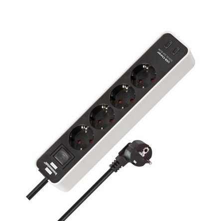 Πολύπριζο 4 θέσεων με 2 x USB-C και διακόπτη BRENNENSTUHL 1153240126 Ecolor λευκό