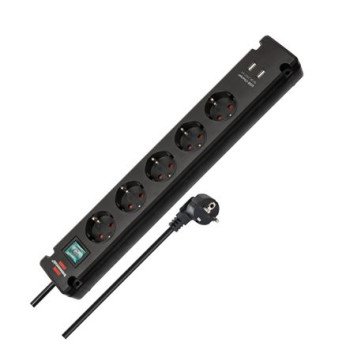 Πολύπριζο 5 θέσεων με 2 x USB-A με διακόπτη και 3m καλώδιο BRENNENSTUHL 1150660315 Bremounta