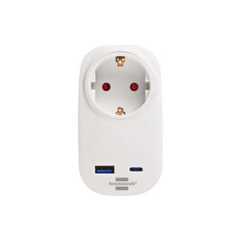 Αντάπτορας σούκο με USB-C 20W και USB-A 18W BRENNENSTUHL 1508210010