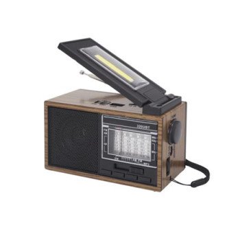 Ραδιόφωνο επαναφορτιζόμενο ρετρό με υποδοχή USB/microSD & Bluetooth/Mp3 Player με φακό και ηλιακό πάνελ