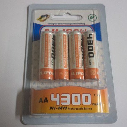 Μπαταρίες επαναφορτιζόμενες νικελίου 4300mah 1.2v μέγεθος ΑΑ σετ 4 τεμαχίων