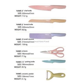 Σέτ μαχαίρια κουζίνας 6 τεμαχίων με αντικολλητική επίστρωση