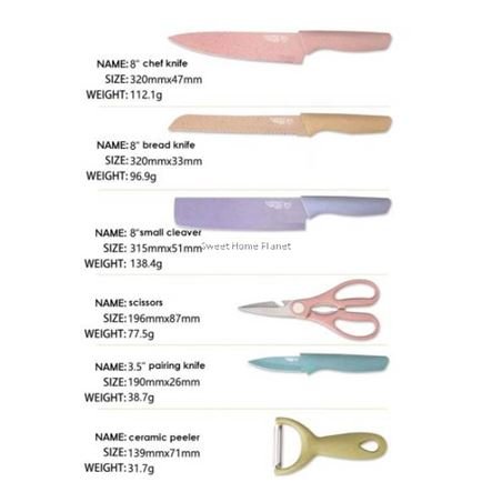 Σέτ μαχαίρια κουζίνας 6 τεμαχίων με αντικολλητική επίστρωση