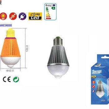 Λάμπα Led Ε 27 με ανίχνευση κίνησης και οπτική γωνία 360° (Δείτε βίντεο)