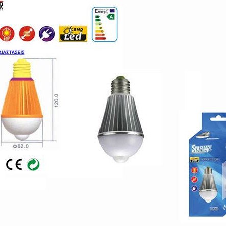 Λάμπα Led Ε 27 με ανίχνευση κίνησης και οπτική γωνία 360° (Δείτε βίντεο)