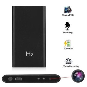 Κρυφή Κάμερα HD - Νυκτός - Αυτονομία 15 Ωρών + Συνεχής καταγραφή όταν είναι Συνδεδεμένο στο Ρεύμα - Ενσωματωμένη σε Power Bank 5.000 mAh - Καταγραφή σε Κάρτα Μνήμης