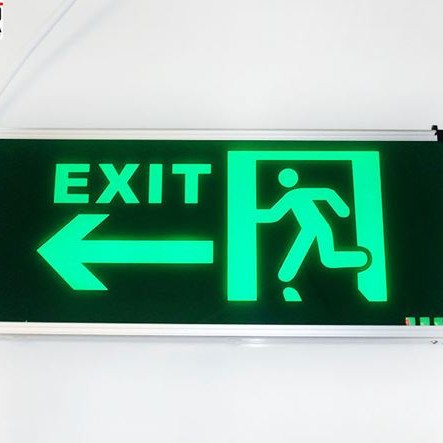 Φωτιζόμενη επιγραφή Led (EXIT) αριστερόστροφη με βέλος κατεύθυνσης επαναφορτιζόμενη για έξοδο κινδύνου επαγγελματικών χώρων