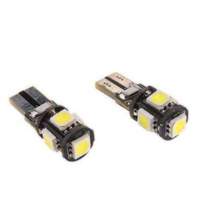Τ10 led canbus λάμπες αυτοκινήτου 12Volt για φώτα θέσεως με 4 πλαϊνά Led και ένα εμπρόσθιο (Σετ 2 τεμαχίων)