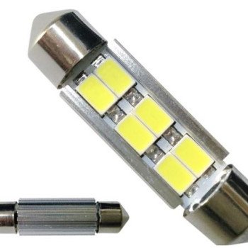 Σωληνωτός LED canbus 36 ΜΜ για πλαφονιέρα αυτοκινήτου 12Volt με 6 Led Super Bright και ψύκτρα (Σετ 2 τεμαχίων)