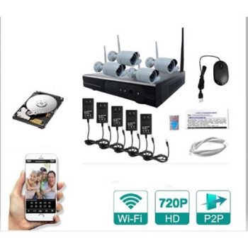 Καταγραφικό NVR  HD με 4 ασύρματες κάμερες IP και σκληρό δίσκο  500GB