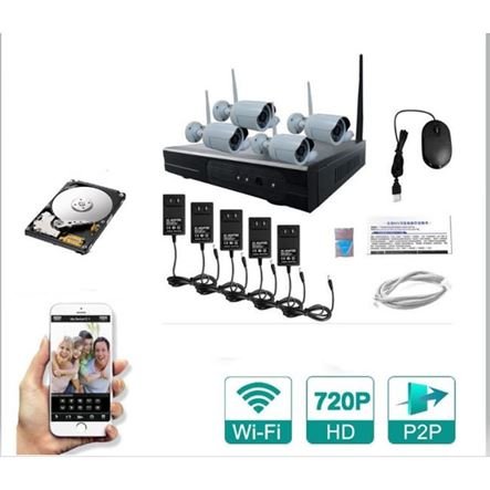 Καταγραφικό NVR  HD με 4 ασύρματες κάμερες IP και σκληρό δίσκο  500GB