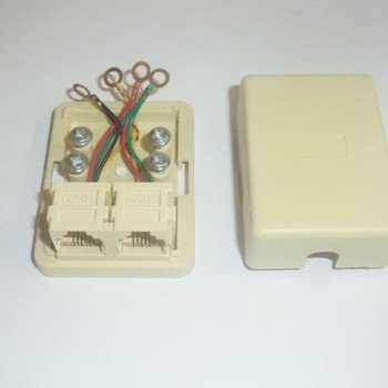 Πρίζα τηλεφώνου εξωτερική διπλή 6P4C αυτοκόλλητη ή βιδωτή