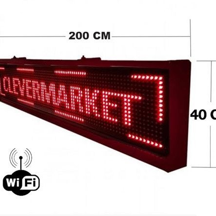 Ηλεκτρονική κυλιόμενη πινακίδα ταμπέλα LED Wi Fi - Αδιάβροχη 200 x 40cm (Δείτε βίντεο)