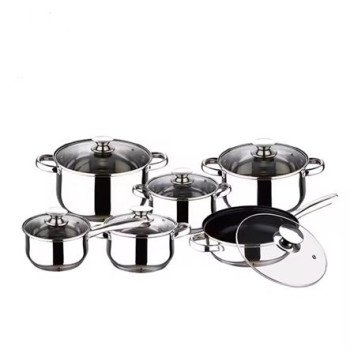 Σετ 6 τεμαχίων κατσαρόλες ανοξείδωτες βαρέως τύπου με καπάκι που εφαρμόζει τέλεια και με πρόσθετη επίστρωση στην βάση STAINLESS