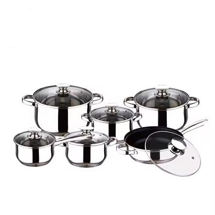 Σετ 6 τεμαχίων κατσαρόλες ανοξείδωτες βαρέως τύπου με καπάκι που εφαρμόζει τέλεια και με πρόσθετη επίστρωση στην βάση STAINLESS