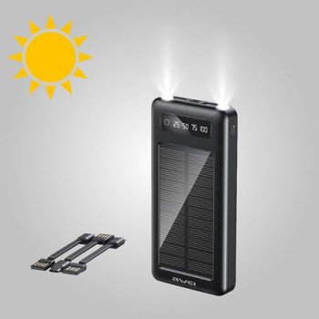 Ηλιακό Power Bank μπαταρία για κινητά - Gps - Camera κ.λ.π. με ψηφιακή ένδειξη φορτίου 10.000mAh και φακό