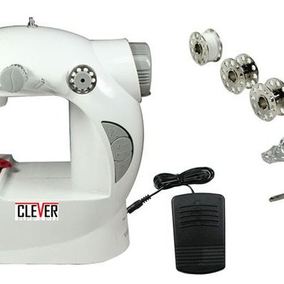 Ραπτομηχανή φορητή μικρή με μπουτόν ποδιού + μετασχηματιστή + φως + εγκοπή για στριφώματα [ΔΕΙΤΕ ΒΙΝΤΕΟ]