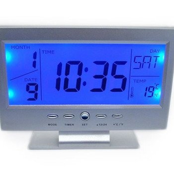 Ψηφιακό ρολόι -  θερμόμετρο ανάβει αυτόματα η οθόνη όταν ανίχνευση ήχο ή δόνηση