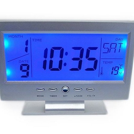 Ψηφιακό ρολόι -  θερμόμετρο ανάβει αυτόματα η οθόνη όταν ανίχνευση ήχο ή δόνηση