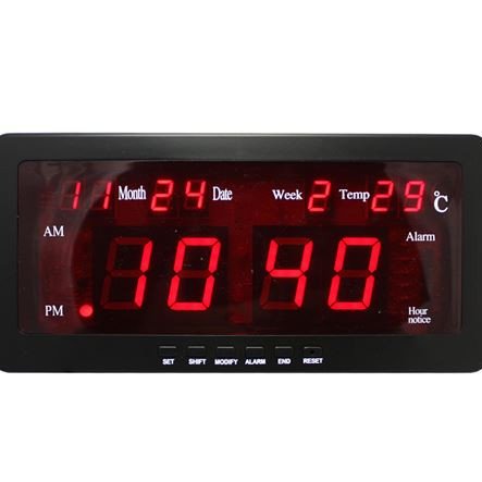 Ρολόι με LED ένδειξη ημερομηνίας - ώρας - θερμοκρασίας - εβδομάδας επιτραπέζιο - τοίχου ενδείξεις ορατές στο απόλυτο σκοτάδι 22 x 10 cm