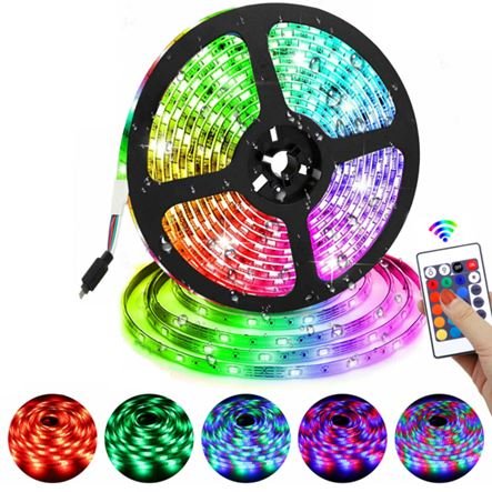 ΛεντοΤαινία - Ταινία Led σετ 5m ψηφιακή Rgb με τηλεκοντρόλ πολύχρωμη αυτοκόλλητη 12 volt