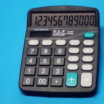 Κομπιουτεράκι γραφείου με 12 μεγάλα ψηφία  (διπλής ενέργειας ηλιακό μπαταρίας)