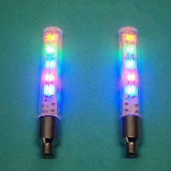 Φωτεινή βαλβίδα τροχού με 5 led και 7 διαφορετικές εναλλαγές χρωμάτων για ασφάλεια και διακόσμηση (σέτ 2 τεμαχίων)(Δείτε το βίντεο)