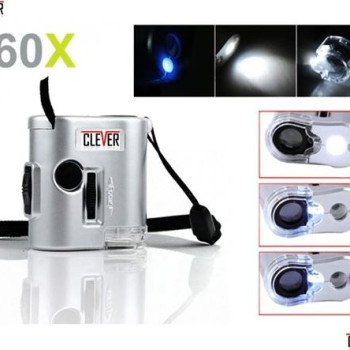 Μικροσκόπιο μίνι τσέπης φωτιζόμενο με UV light και μεγέθυνση 60 φορές